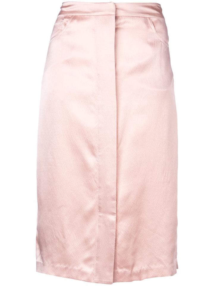 Fleur Du Mal Hammered Silk Placket Front Skirt - Pink & Purple