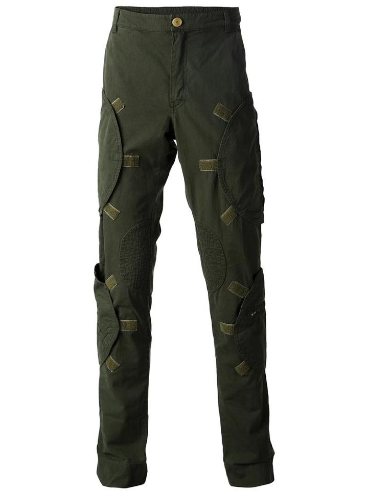 Walter Van Beirendonck Zip Pocket Cargo Trousers, Men's, Size: Large, Green, Cotton