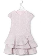 Fendi Kids - Logo Embossed Metallic Dress - Kids - Polyester/acetate/cupro/polyimide - 2 Yrs, Toddler Girl's, Pink/purple