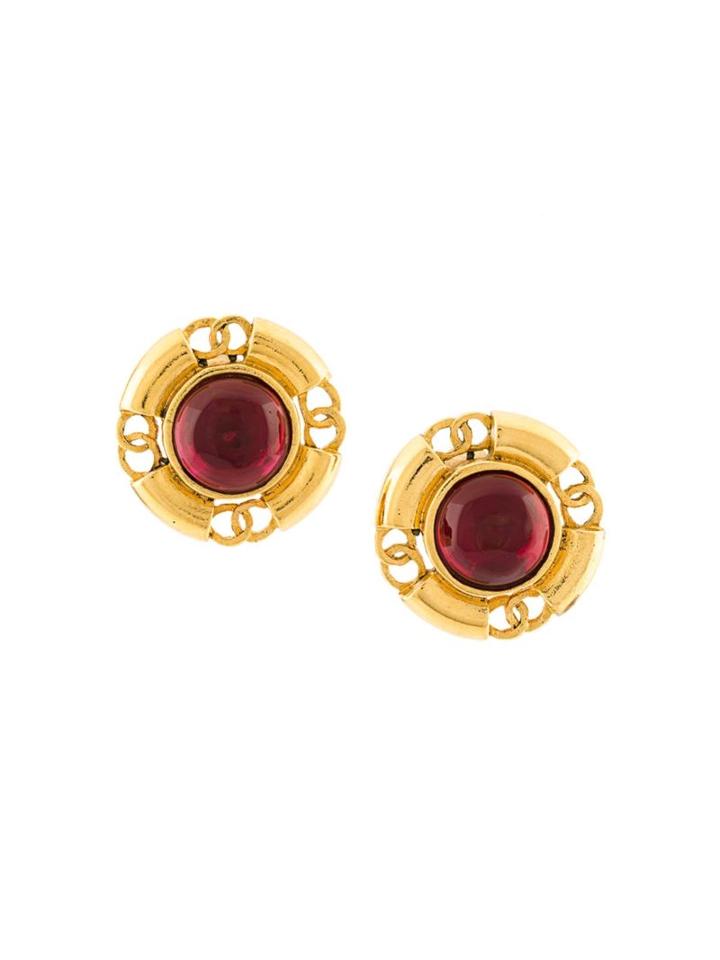 Chanel Vintage Gripoix Cc Clip-on Earrings