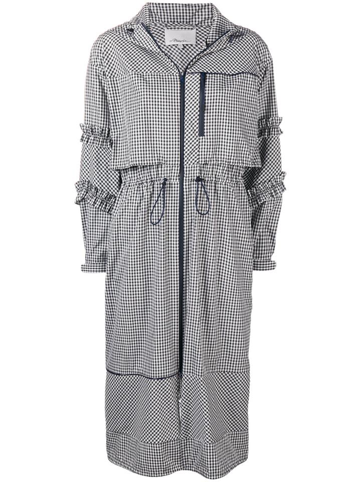 3.1 Phillip Lim Gingham Print Coat - Black