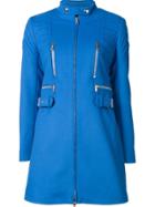 Moschino Ribbed Slim Fit Coat - Blue
