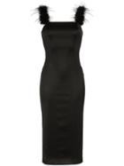 Staud Romy Feather Strap Pencil Dress - Black
