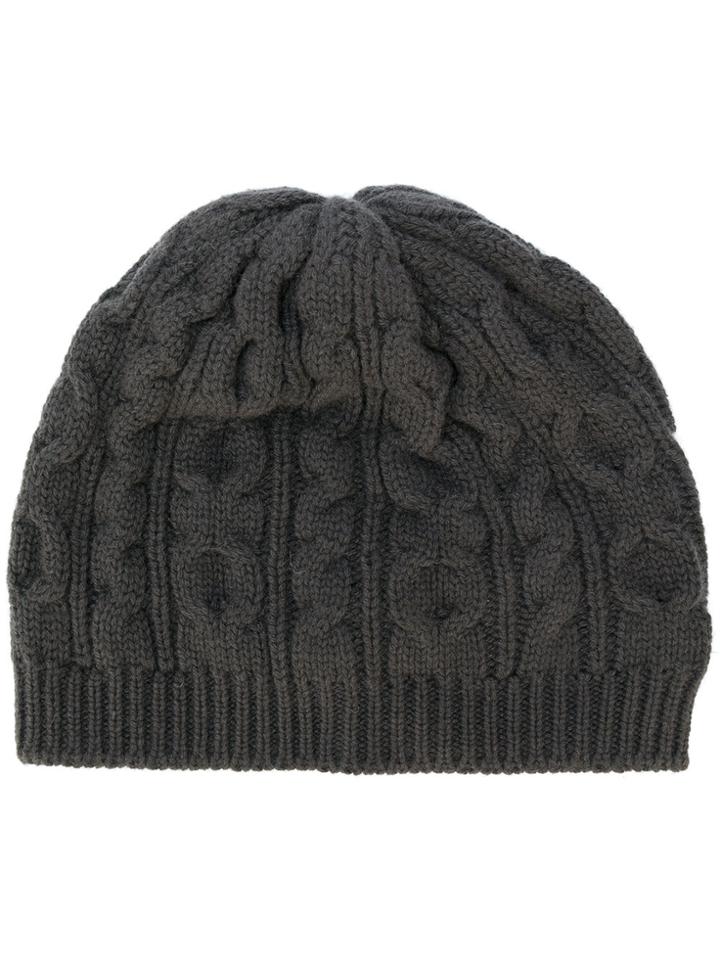 Pringle Of Scotland Cable Knit Beanie - Grey