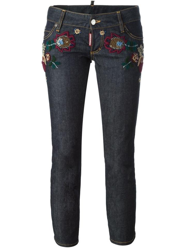 Dsquared2 Sexy Cropped Boot Cut Jeans, Women's, Size: 46, Blue, Cotton/spandex/elastane