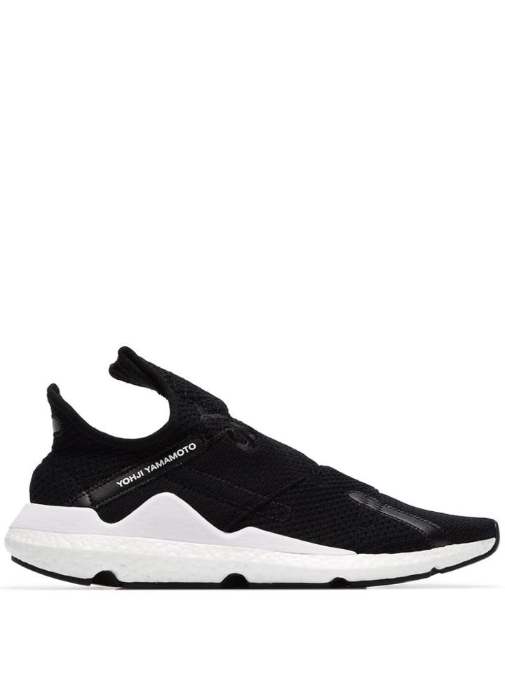 Y-3 Black Reberu Logo Embroidered Low Top Sneakers