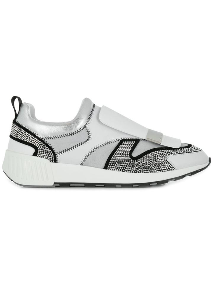 Sergio Rossi Crystal Embellished Sneakers - White