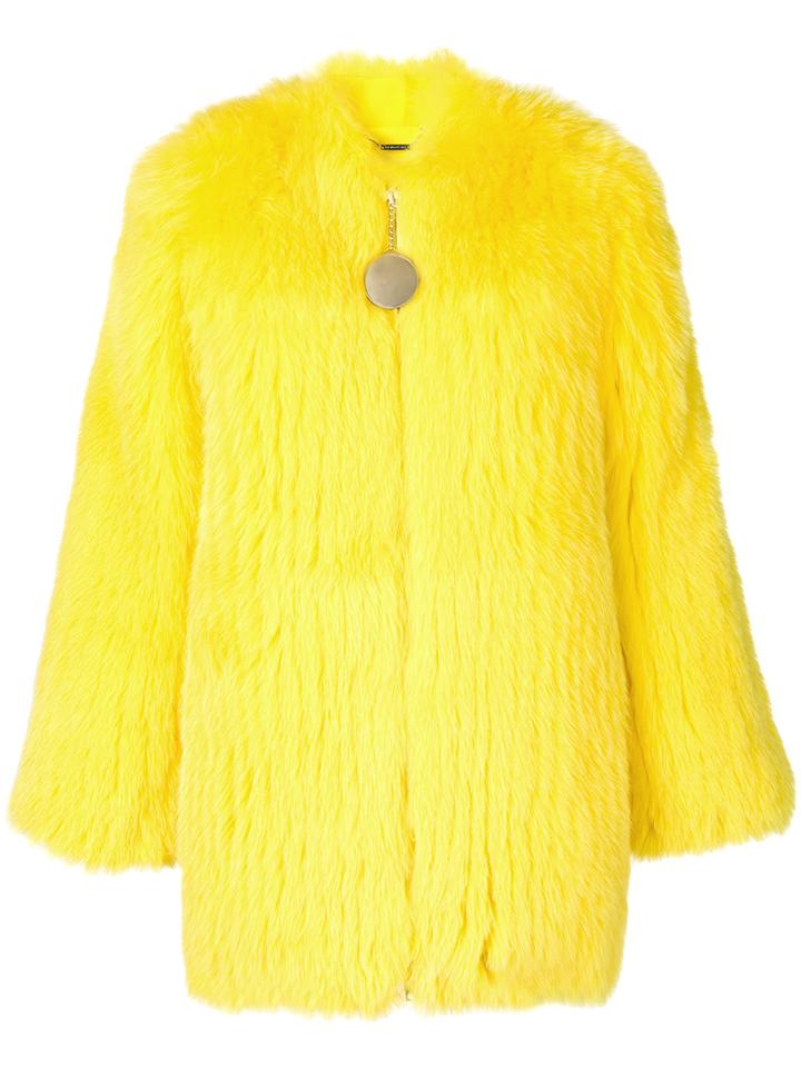 Givenchy - Fox Fur Collarless Jacket - Women - Silk/cotton/fox Fur/acetate - 36, Yellow/orange, Silk/cotton/fox Fur/acetate