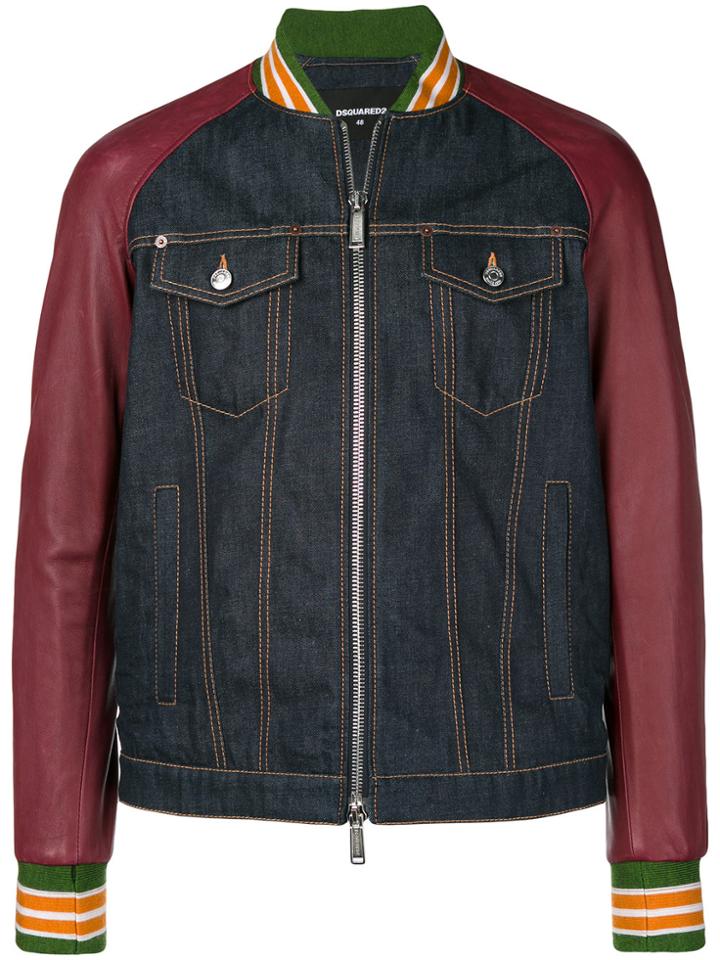 Dsquared2 Denim Bomber Jacket - Blue