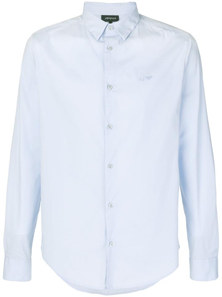 Armani Jeans Embroidered Logo Shirt - Blue