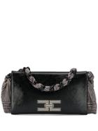 Elisabetta Franchi Plaited Striped Print Shoulder Bag - Black