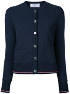 Thom Browne Striped Detailing Cardigan, Women's, Size: 40, Blue, Cotton
