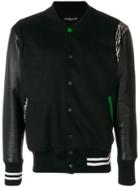 Coup De Coeur Contrast Details Varsity Jacket - Black