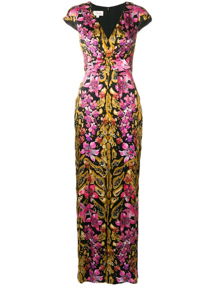 Temperley London Floral Printed Knotted Dress - Black