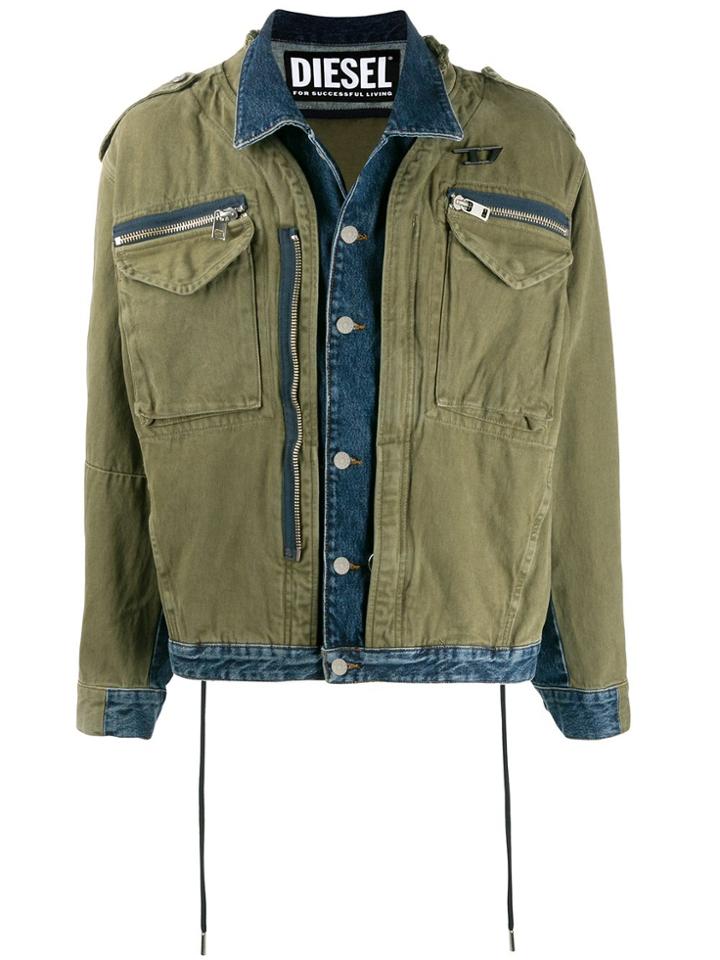 Diesel Cargo Pocket Denim Jacket - Green