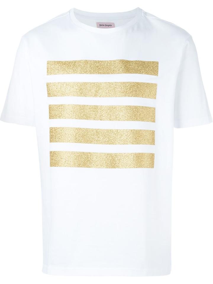 Palm Angels Glitter Stripe T-shirt, Men's, Size: Xl, White, Cotton