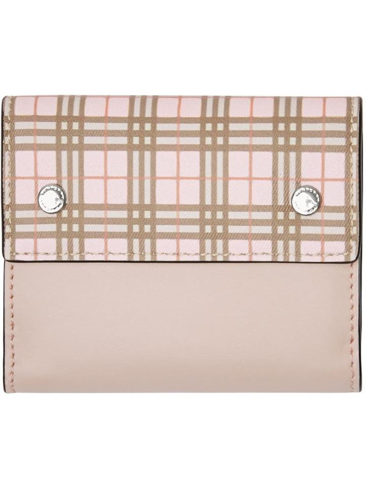 Burberry Small Scale Check And Leather Folding Wallet - Nude &