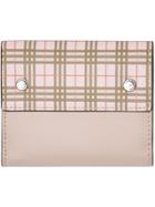 Burberry Small Scale Check And Leather Folding Wallet - Nude &