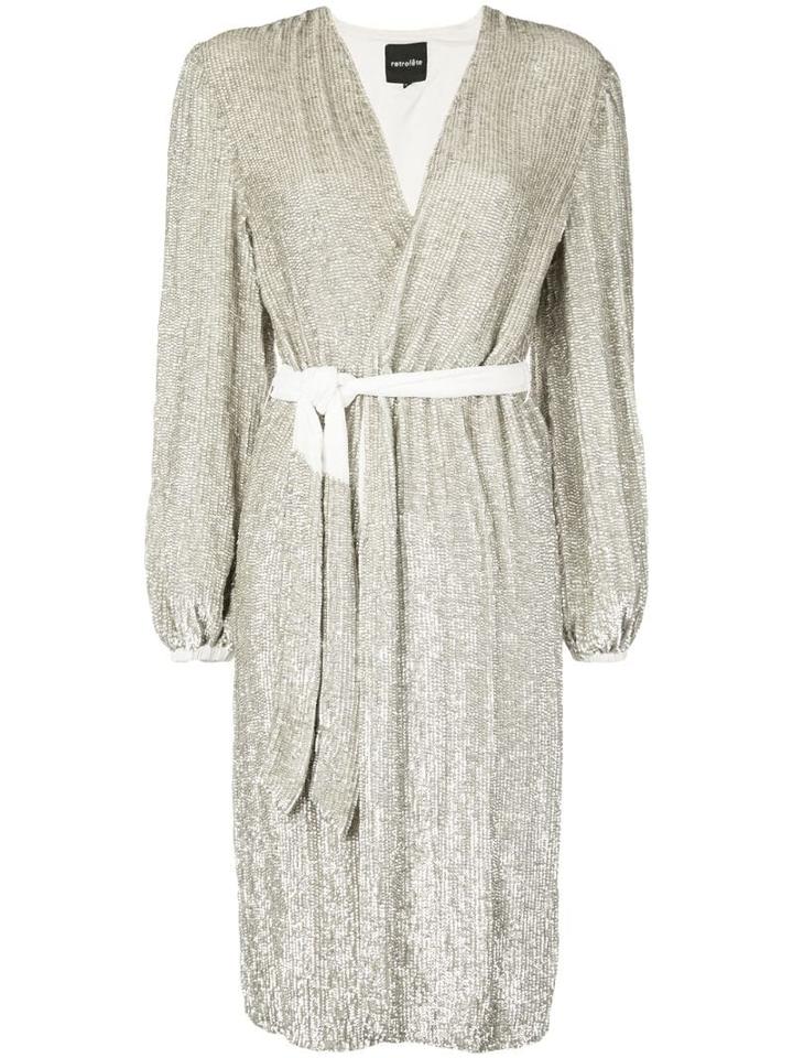 Retrofete Sequin Wrap Dress - Gold