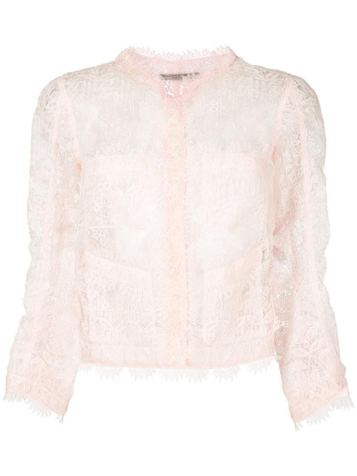 Ermanno Scervino Sheer Lace Cropped Blazer - Pink & Purple