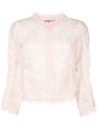 Ermanno Scervino Sheer Lace Cropped Blazer - Pink & Purple