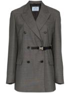 Prada Double Breasted Wool Blazer - Grey