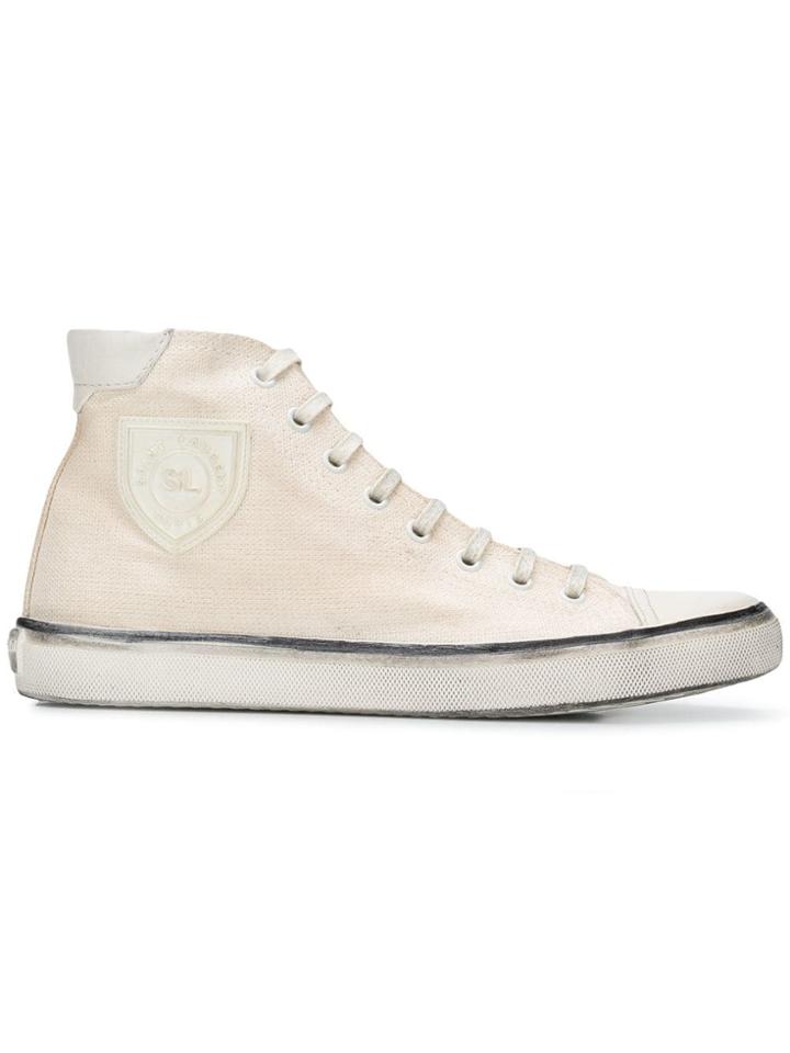 Saint Laurent Canvas High-top Sneakers - Nude & Neutrals