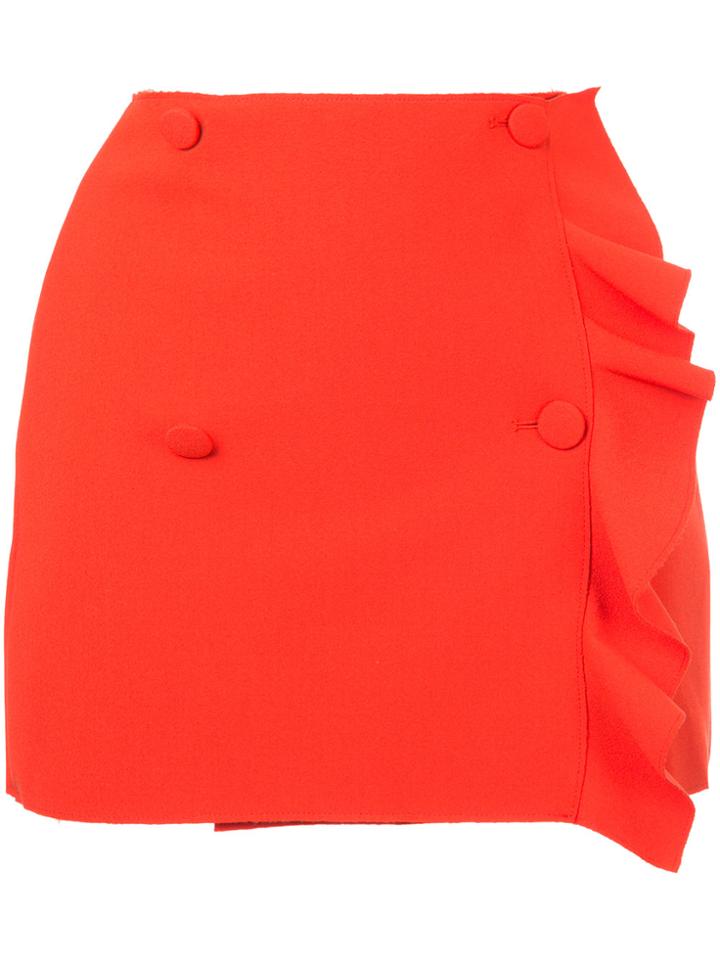 Msgm Asymmetric Ruffle Skirt - Red