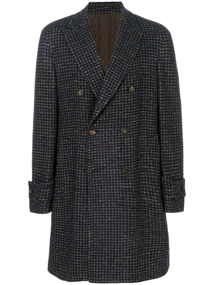 Lardini Houndstooth Pattern Coat - Blue