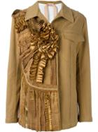 No21 Ruffle Jacket, Women's, Size: 42, Brown, Cotton/spandex/elastane