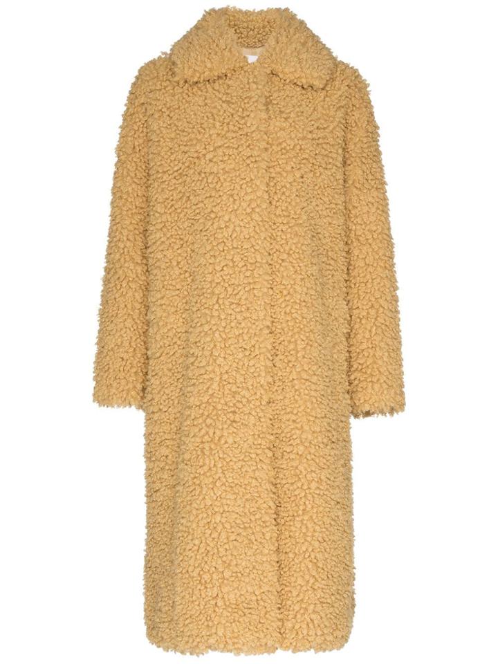 Stand Studio Leah Faux Fur Shearling Coat - Yellow