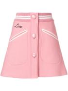 Miu Miu Rib Trim Button Front Mini Skirt - Pink & Purple