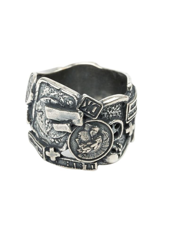 Tobias Wistisen Wide Mosaic Ring, Men's, Size: 64, Metallic