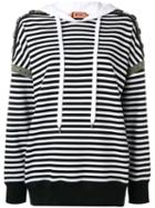 Nº21 Striped Embellished Hoodie - White