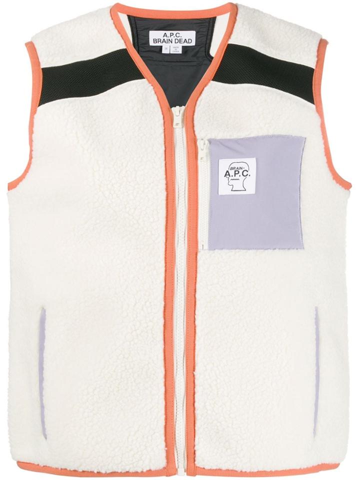 A.p.c. Shearling Detail Gilet - Neutrals