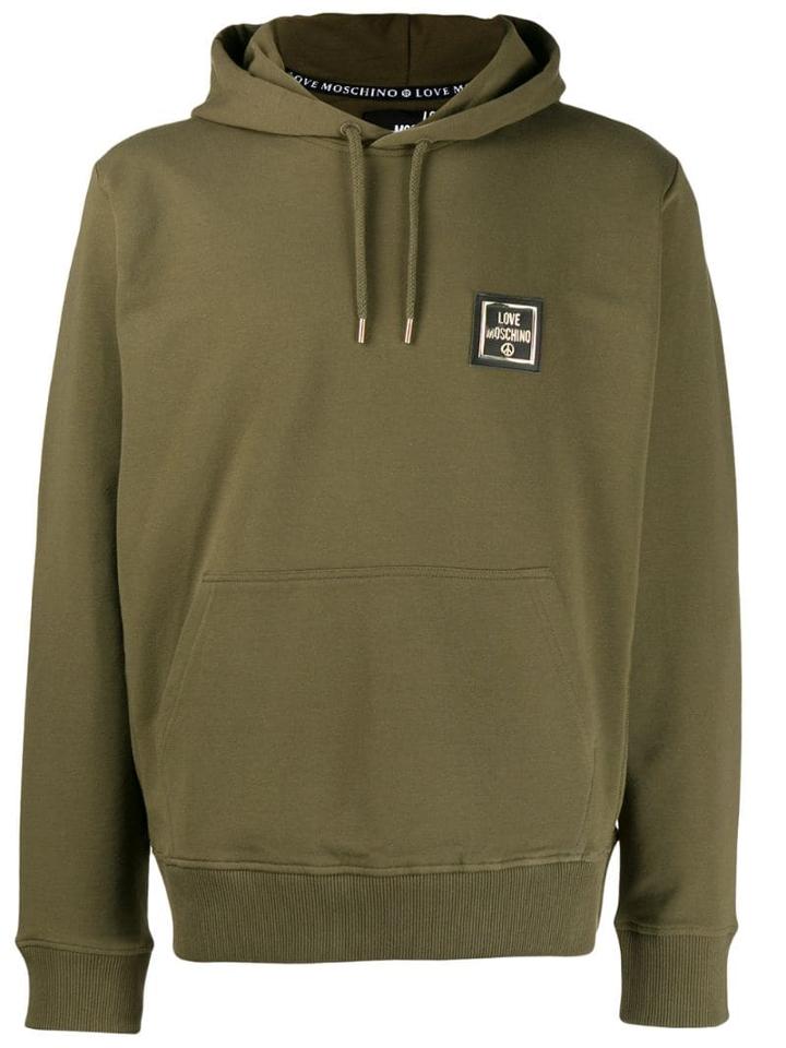 Love Moschino Logo Plaque Hoodie - Green