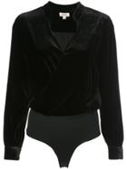 L'agence Velvet V-neck Body - Black