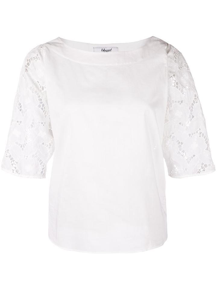 Blugirl - Broderie Anglaise Sleeve Blouse - Women - Cotton - 44, White, Cotton