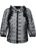 Simone Rocha Sheer Lace Blouse, Women's, Size: 10, Black, Cotton/nylon