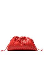 Bottega Veneta Red Mini Woven Leather Clutch Bag
