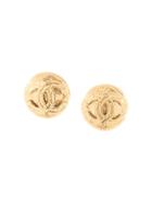 Chanel Pre-owned 1994 Cc Button Earrings - Gold