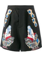 Edward Crutchley Embroidered Shorts, Men's, Size: Medium, Black, Wool/mohair/polyester