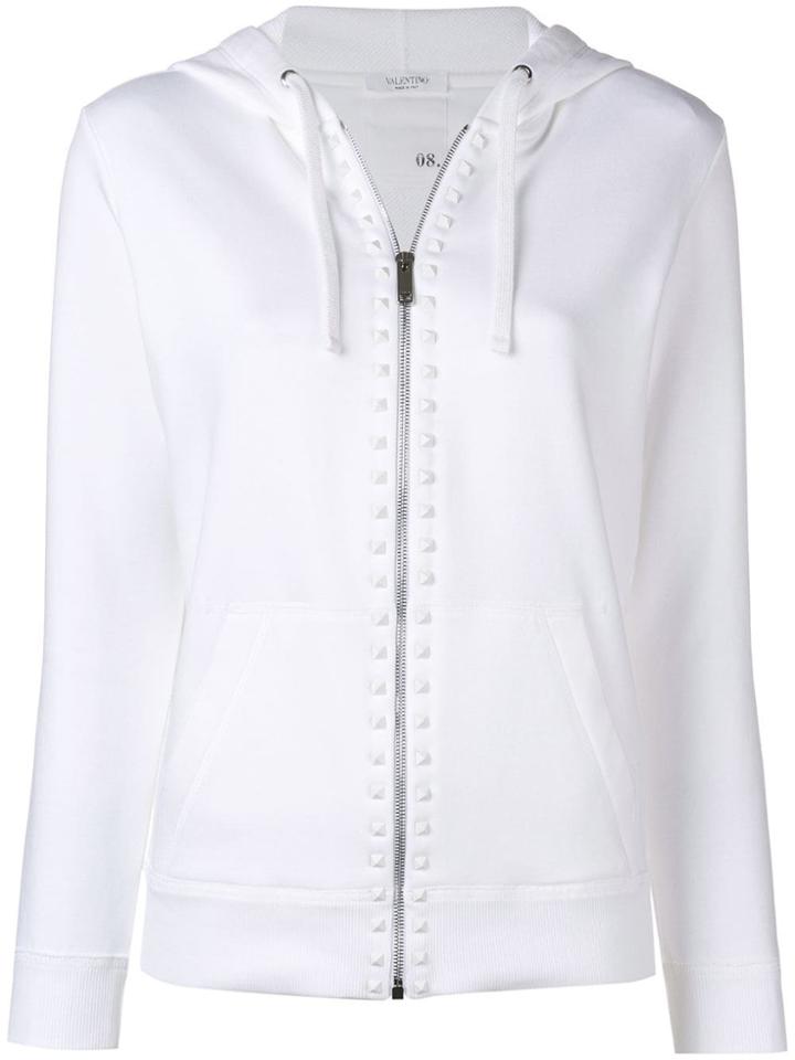 Valentino Rockstud Zipped Hoodie - White