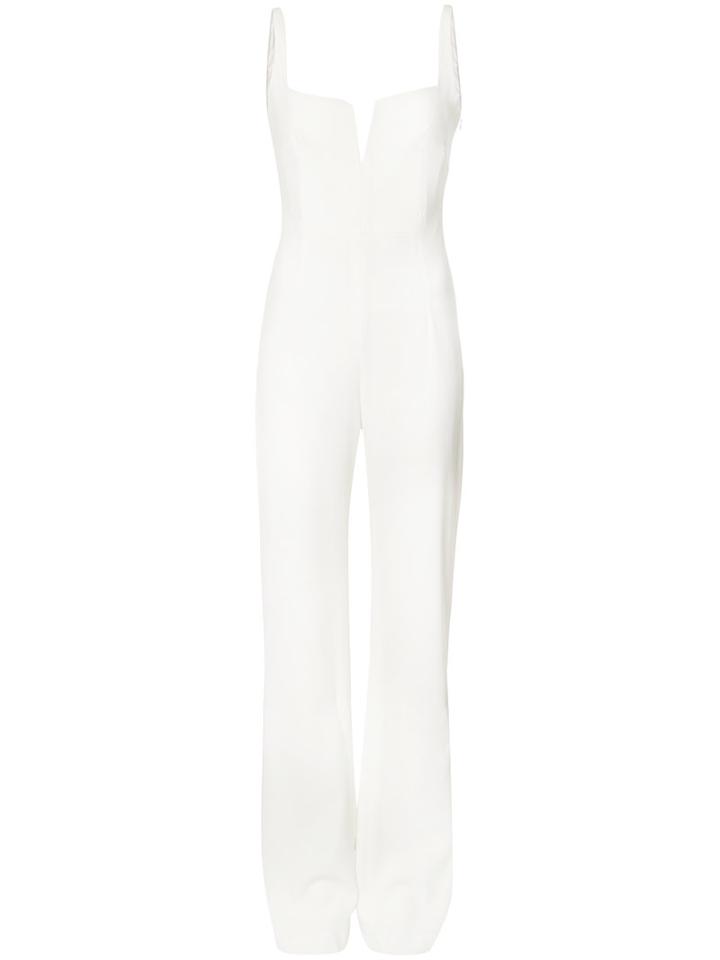 Galvan Square Neckline Jumpsuit, Women's, Size: 40, White, Polyester/triacetate/spandex/elastane