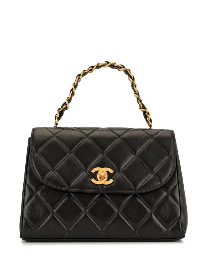 Chanel Pre-owned Diamond Quilted Trapeze Tote - Black