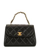 Chanel Pre-owned Diamond Quilted Trapeze Tote - Black