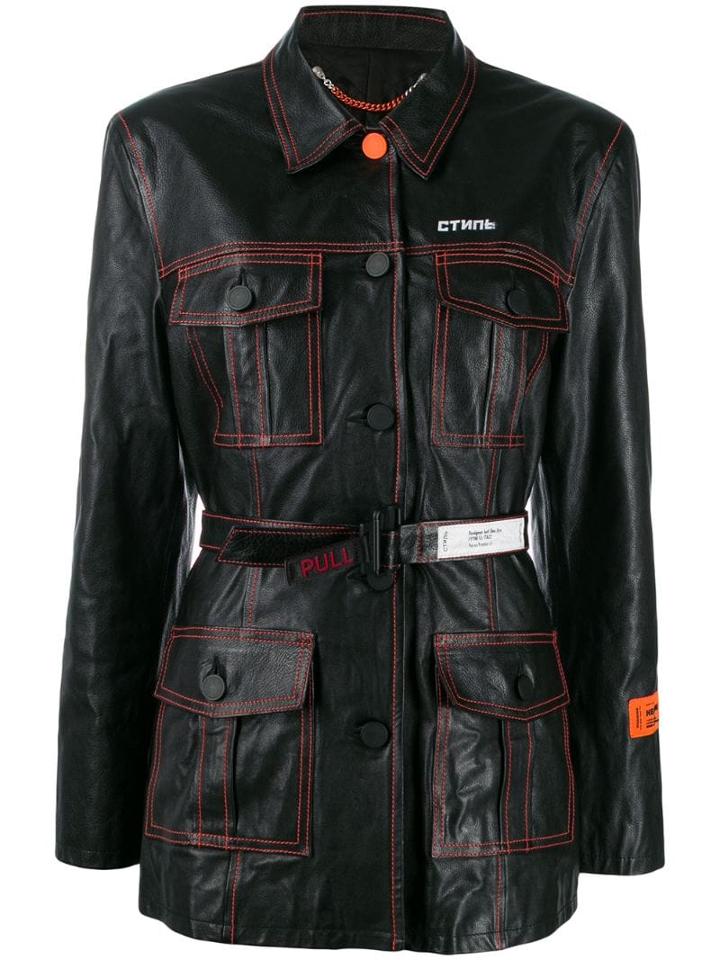 Heron Preston Belted Single-breasted Coat - Black
