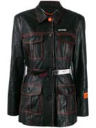 Heron Preston Belted Single-breasted Coat - Black