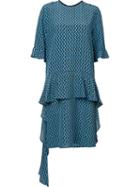 Marni Asymmetric Draped Dress, Women's, Size: 40, Blue, Silk