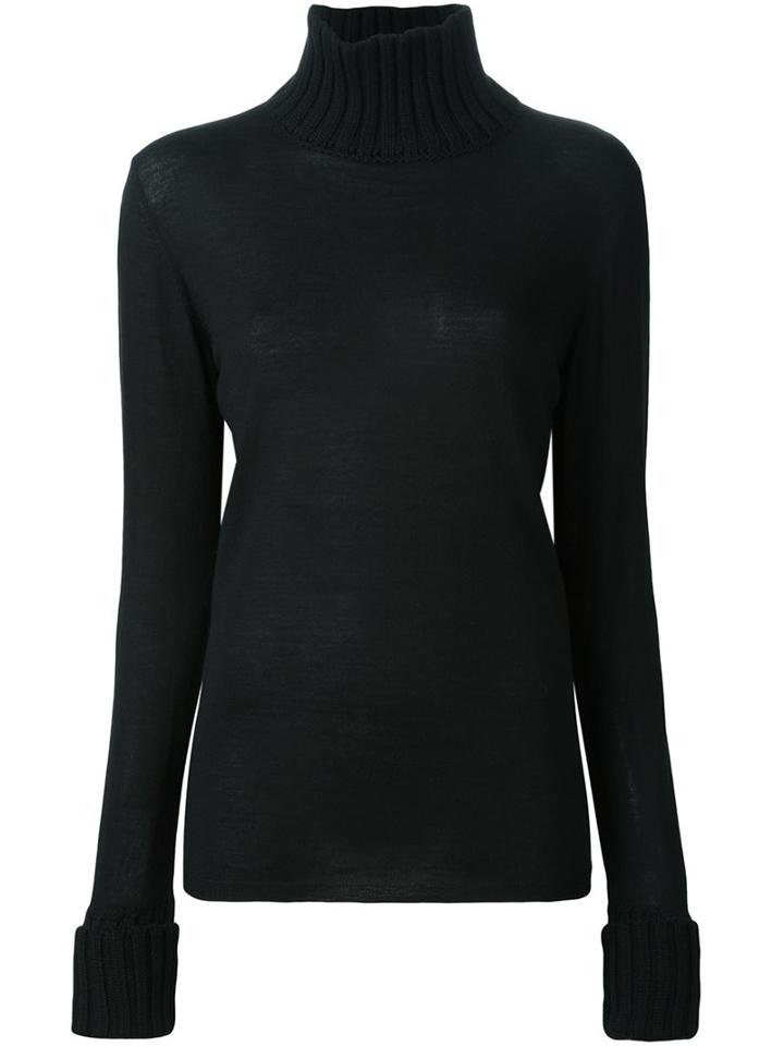 Simone Rocha Ribbed Detailing Pullover, Women's, Size: Medium, Black, Silk/cashmere/wool/merino